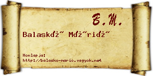 Balaskó Márió névjegykártya